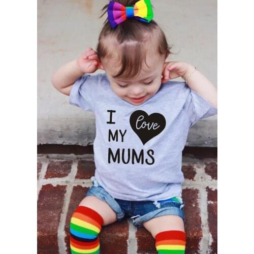 I Love My Mums T-shirt Kids Baby Boys Girls Clothes Tee Two Mums LGBT Same Sex Parents Unisex Tops Tee Perfect for Pride