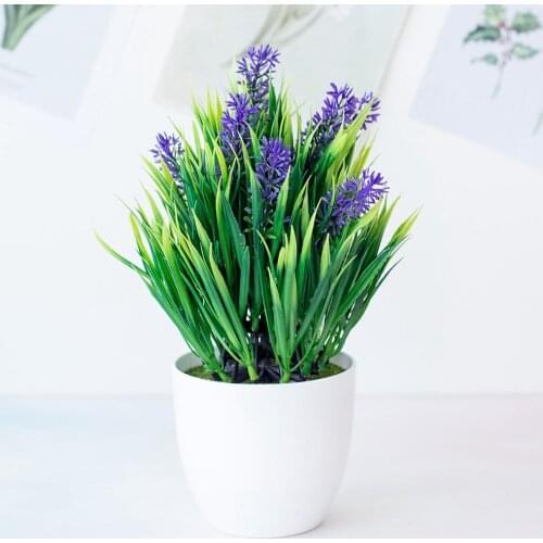 Artificial Lavender Flower Bonsai Garden DIY Wedding Party Office Desktop Decor
