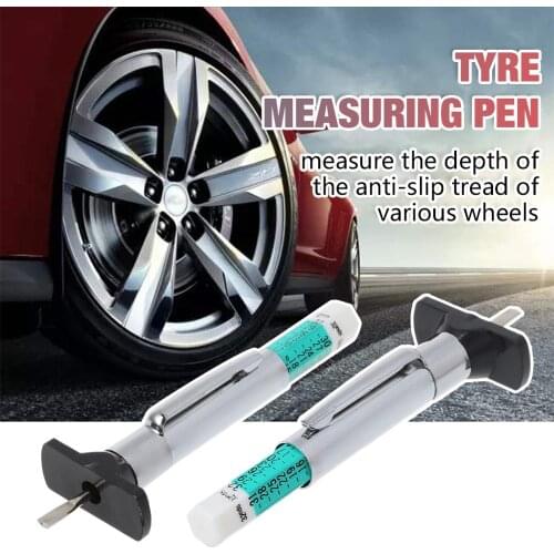 Tyre Measuring Pen Color Coded Universal Tyre Tread Depth Measuring Tool Cylindrical 25mm Depth Gauge
