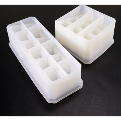Crystal Epoxy Mould DIY Manual Storage Box Highlight 9/12 Square Storage Boxes Silicone Mold X4YA