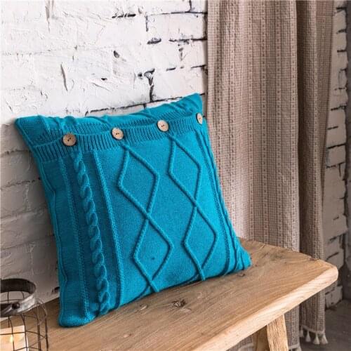 Nordic Style Rhombus Twist Wool Color Pillow Modern Minimalist Sofa Cushion Bedside Large Pillow 45x45cm Home Decoration