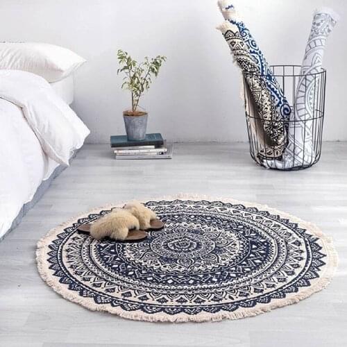 Morocco Round Carpet for living room Bedroom Boho Tassel Cotton Rug Hand Woven National Classic Tapestry Sofa Tatami Floor Mats