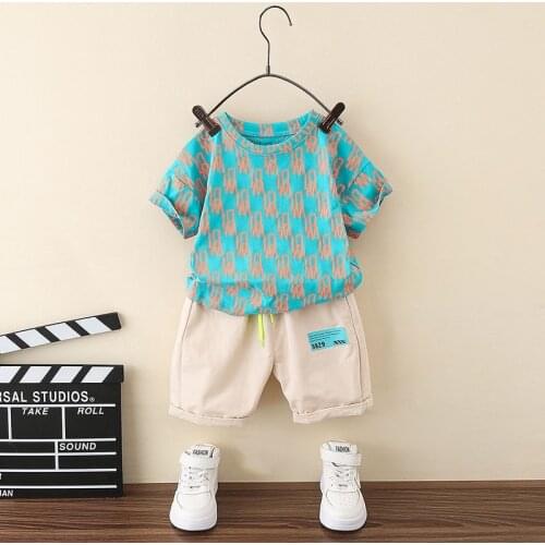 Boys Suit Summer New Foreign Style Small Childrens Clothing Baby Boy Short Sleeve T-shirt Sets