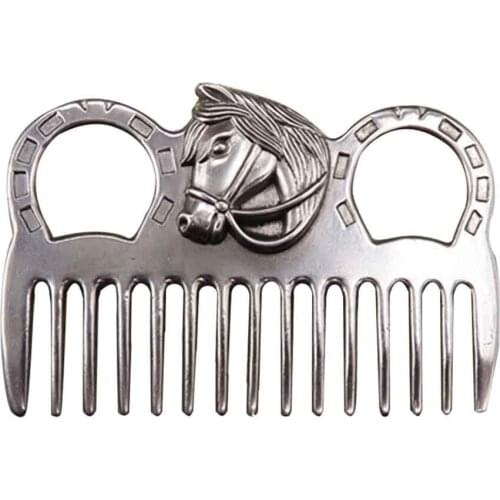 Metal Brush Ponies Rust Proof Equestrian With Keyring Horse Comb For Grooming Accessories Durable Polished Outdoor Ergonomic