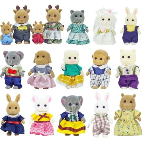10~18PCS Forest Family Reindeer Doll Set 1/12 Miniature Pretend Play Toy Child Simulation Rabbit Koala Bear Dolls For Girls Toys