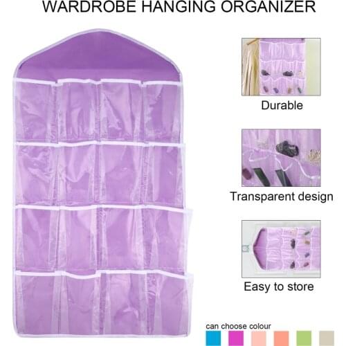 16 Grids Large Capacity Wardrobe Hanging Organizer Practical Underwear Bras Socks Ties Storage Bag Clothing Hanger