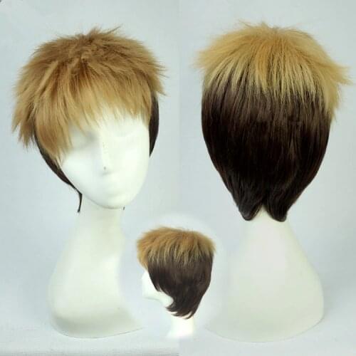 Attack on Titan Jean Kirstein Short Layered Brown Mix Dark Root Synthetic Cosplay Wig+ Wig Cap