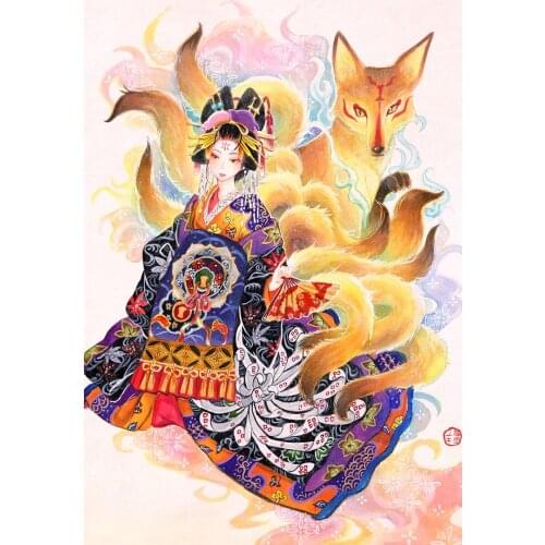 Teenage girl with fox The wooden puzzle 1000 pieces ersion jigsaw puzzle white card adult childrens educational toys