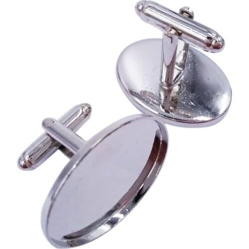Platinum Color Oval Bezel Cufflinks Blanks Cuff Links Base Cameo Setting Match 18x25mm Cabochon CL023