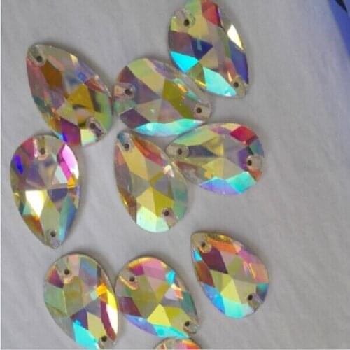 Flat back crystal glass rhinestone ;10.5*18 tear drop sewing flat back crystal glass beads shiny stone china wholesale price