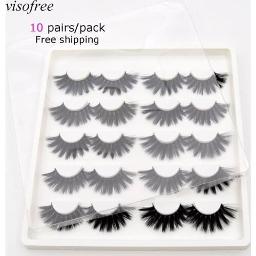 Visofre 10pairs Eyelashes Wholesale Handmade Full Strip Lashes Dramatic Faux Mink Eyelashes 3d mink Lashes Makeup Eyelash beauty