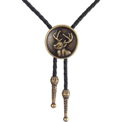 Retro Style Elk Bola Tie Cowboy Country Indian Necklace Party Sweater Chain