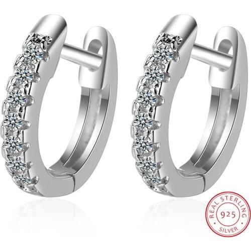 100% 925 Real Sterling Silver Hoop Geometric Ear Cuff Clip On Earrings For Women Girl Teen Piercing Earrings Jewelry DS953