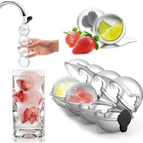 Silicone Ice Ball Maker Mold 4-hole Whiskey Kitchen Cube Tray Big Round Moulds Ice Hockey Summer Drinking Tool Party Bar