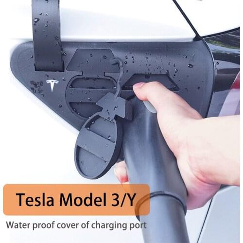 Silicone Charging Port Waterproof Dustproof Protective Cover for Tesla Model 2021 3 All-in-one Design Loss-proof Accessories