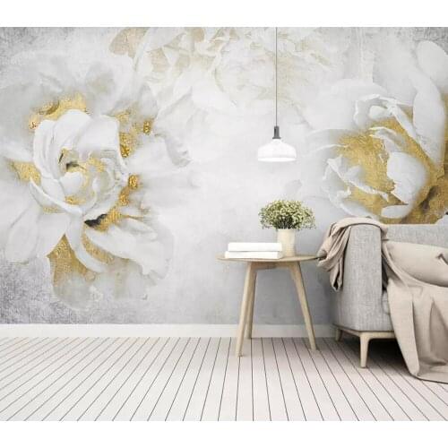 Modern simple garden flowers golden rose bedroom living room custom 3D mural wallpaper