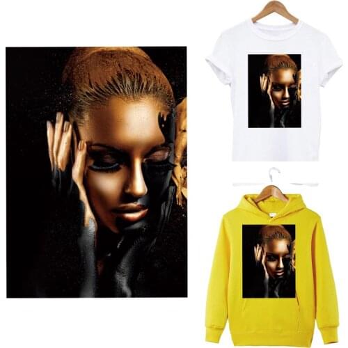 Beauty Model Heat Transfer Thermal Sticker On Clothes DIY Washable T-shirt Iron On Patches For Clothing Fashion Sticker Clothes