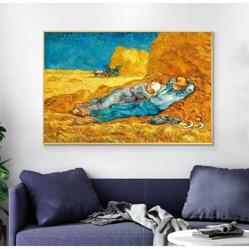 Van Gogh Lunch Break Landscape Canvas Painting Impressionist Famous Poster and Print Wall Art for Living Room Home Decor Cuadros