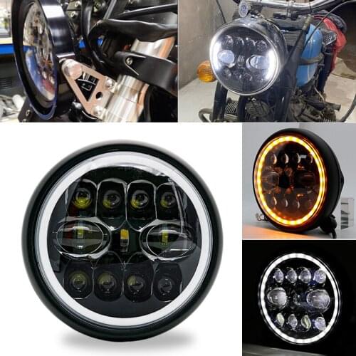 Amber turn signal light 7" Led Car Motorcycle Headlight H4 Phare Farol Moto Headlamp Head Light housing bucket