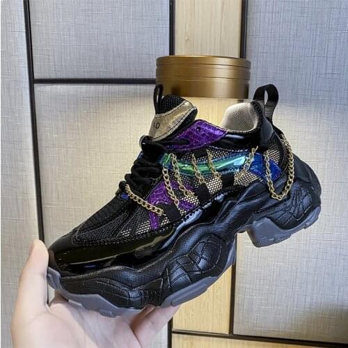 2021 Fashion Chain Summer Women Sneakers Brand Platform Sports Mesh Breathable Casual Shoes Chunky Vulcanize Shoes Woman