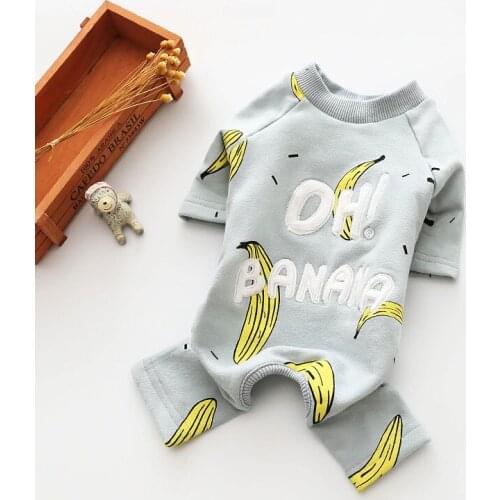 Winter Dog Clothes for Small Dogs Cotton Jumpsuit for Chihuahua French Bulldog Coat Banana Print Overalls for Dog Pet Costume