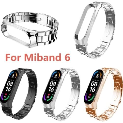 Metal Strap Compatible with Xiao-mi Mi Band 6,Wristband Stainless Steel Watch Band for Men Women