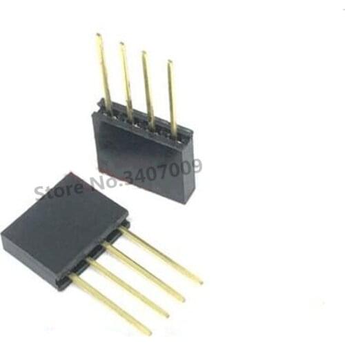 20PCS 4 PIN Single Row Straight FEMALE PIN HEADER 2.54MM PITCH pin long 11MM Strip Connector Socket 1X4 4PIN FOR arduino PCB