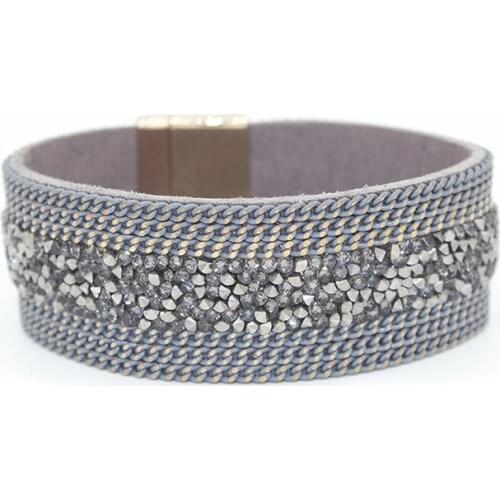 2018 New arrive chain bracelet leather magnet buckle wide bracelet punk personality bracelet for unisex free shipping