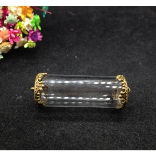 3sets/lot 40*15mm opening tube glass globe findings set glass bottle glass vail pandent fashion diy jewelry glass dome necklace