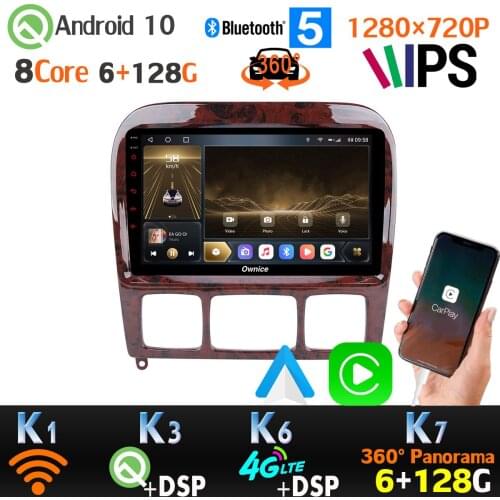 6G+128G Android 10 1280*720P Radio GPS For Mercedes-Benz S-Class W220 S280 S320 S350 S400 S430 S500 4G LTE SPDIF CarPlay DSP IPS