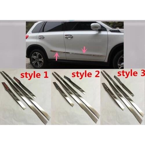 Abaiwai Stainless Steel For Suzuki Vitara 2015 2016 Side Door Body Trim Cover Trims Molding Protector Car-Styling Accessories