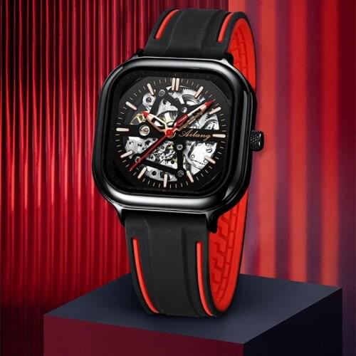 Swiss AILANG mens watch 2020 new mechanical watch automatic winding hollow top brand square mechanical