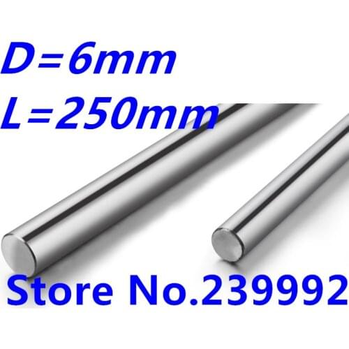 Free Shipping 2 pcs linear shaft 6mm 250mm long harden linear rod round shaft chrome plated for CNC parts