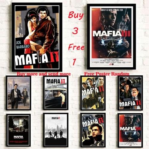 Mafia Coated paper Poster Video Game Class Bar Cafe Living Room Dining room Wall Decorative Paintings Frameless