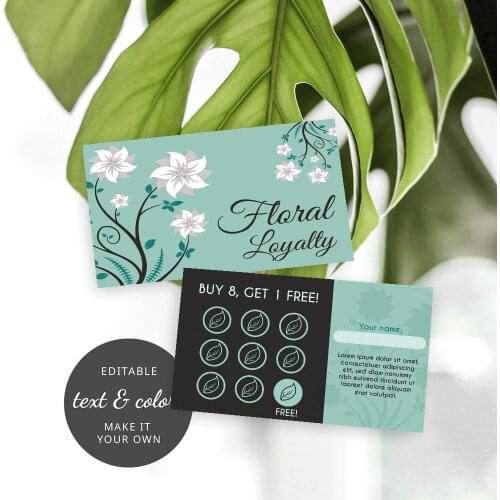 Carddsgn Printable Loyalty Card DIY Reward Cards Minimalist Loyalty Cards Salon Rewards Card Design Feminine Stamp Cards