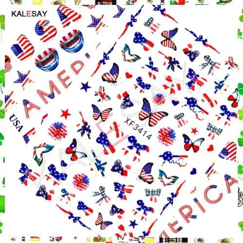 Design Butterfly Flag Nail Sticker for Manicure Fire Clover Leaf Decoration Adhesive Nail Art Sticker Flame Nail Accesoire Tips