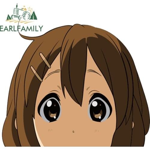 EARLFAMILY 13cm x 11.5cm for K-ON Yui Hirasawa Car Stickers Sunscreen Fashionable Decals Refrigerator Helmet Decor Car Goods