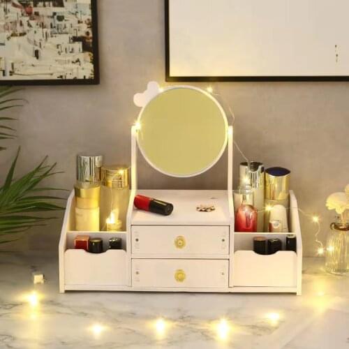 Environment-Friendly Cosmetics Drawer Dresser Cabinet Skin Make Up Products Locker Bureau With Mirror Dressing Table Storage Box