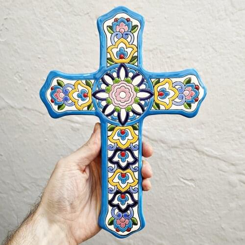 Ceramic home Cross 27cm/10.6 inch - ceramic glazed up handmade - Made in Spain - Spanish - Seville - MIJASCERAMIC crafts