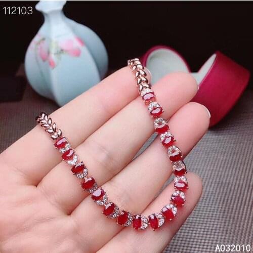 KJJEAXCMY Fine Jewelry 925 Sterling Silver inlaid gemstone ruby women hand bracelet noble support detection hot selling