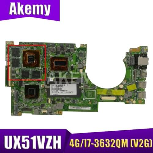 UX51VZH Motherboard For Asus U500V U500VZ UX51VZA UX51VZ Laptop Mainboard UX51VZA 90R-NWOMB1L00Y 4G/I7-3632QM (V2G)