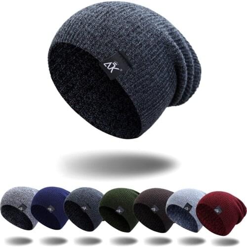 Unisex Knit Mixed Color Baggy Beanies For Men Winter Cap Womens Outdoor Bonnet Skiing Female Soft Acrylic Slouchy Knitted Hat