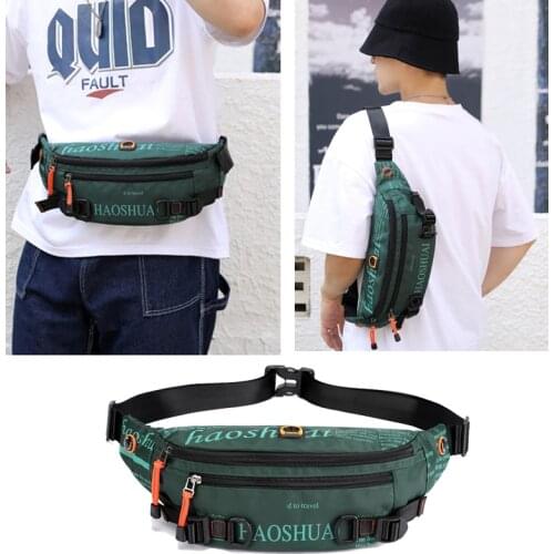 New Fashion Letter Waist Bags For Men Casual Nylon Waist Packs Unisex Belt Bag Fanny Pack Travel Storage Chest Shoulder Bags