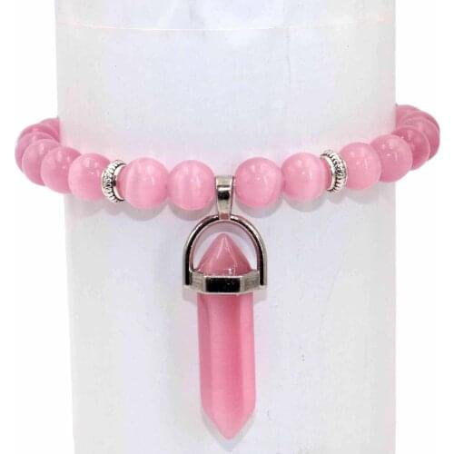 Fashion Hexagonal Column Bracelet Men Women Lapis Lazuli Amethysts Agates Tiger Eye Cat eye Stone Beads Yoga Bracelet Jewelry