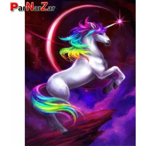 ParNarZar Unicorn Diamond Painting Full Drill Paste Diamond Painting Cross Stitch Animal Picture of Rhinestone Mosaic Home Decor