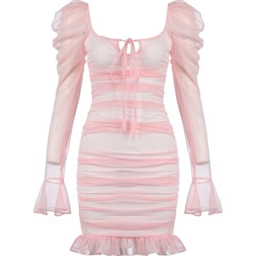 Women Sexy Summer Autumn Dress Long Sleeve Bodycon Bandage Party Dresses Ladies Clothing Elegant Clothes