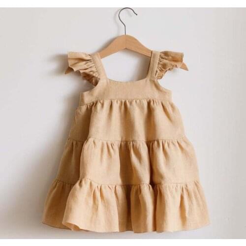 Baby Girls Dresses 2021 Summer Toddler Girl Costumes Sleeveless Newborn Baby Cotton Linen Vest Vestidos Infant Clothes