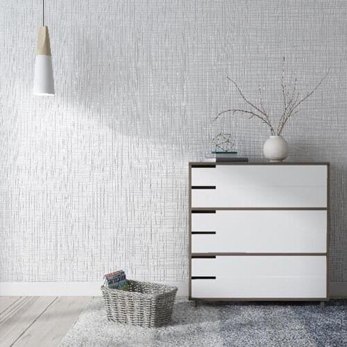 Nordic Simple Plain Linen Wallpaper Living Room Bedroom TV Background Linen Fabric Grasscloth Textured Wallpaper White Grey