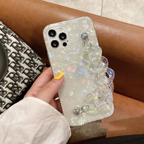 Transparent Laser Acrylic Bracelet Chain Phone Case for iphone 12 MiNi 11 Pro Max XR X XS 7 8 Plus Ins Popular IMD Back Shell