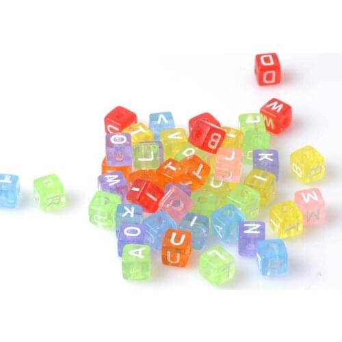 Mixed colorful acrylic Alphabet Letter Cube beads for jewelry making DIY 10mm 100PCs YKL0037
